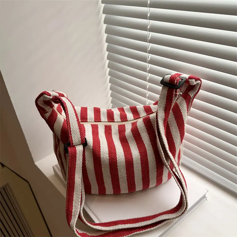 Red White Striped Crossbody Bag for Women - Image 6