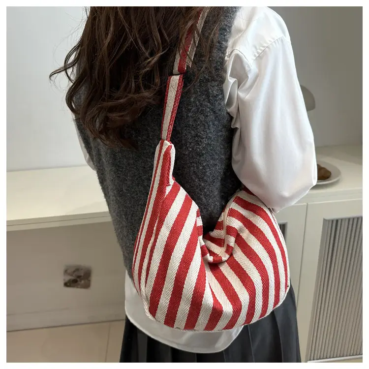 Red White Striped Crossbody Bag for Women — feature 11