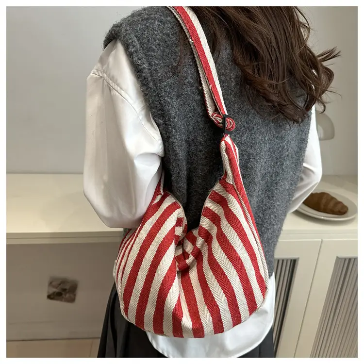 Red White Striped Crossbody Bag for Women — feature 12