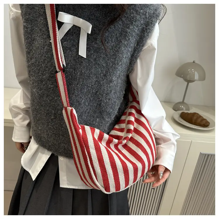 Red White Striped Crossbody Bag for Women — feature 13