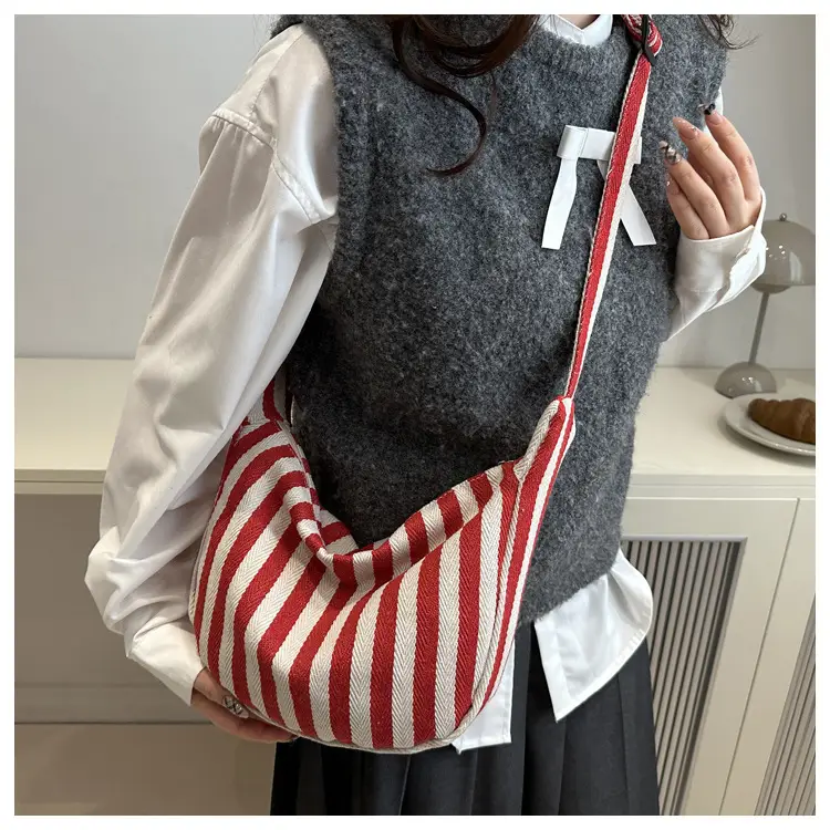 Red White Striped Crossbody Bag for Women — feature 14