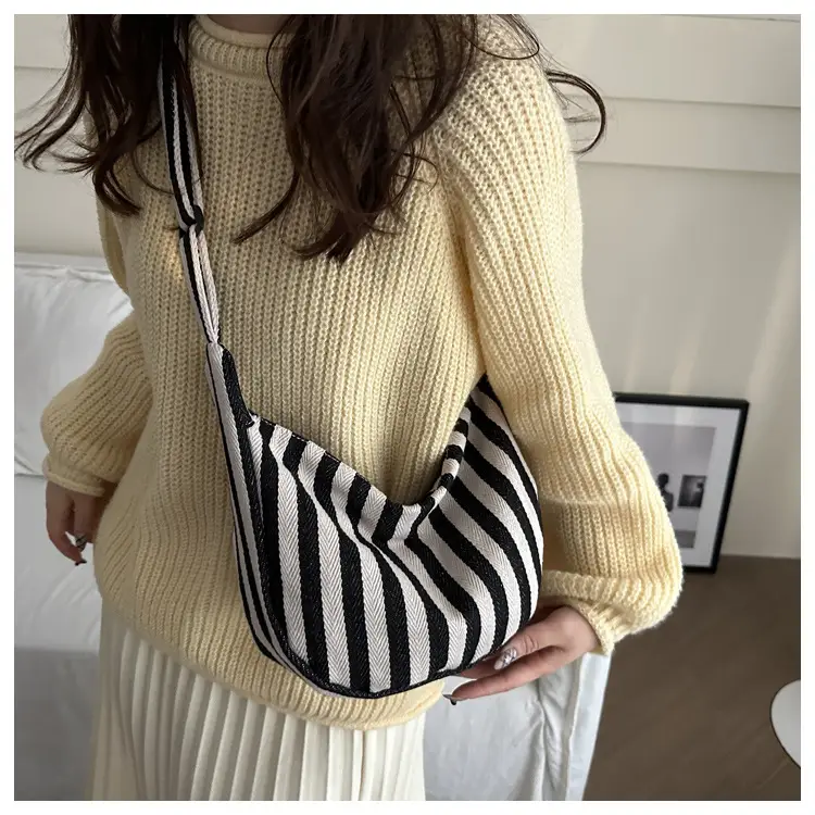 Red White Striped Crossbody Bag for Women — feature 15