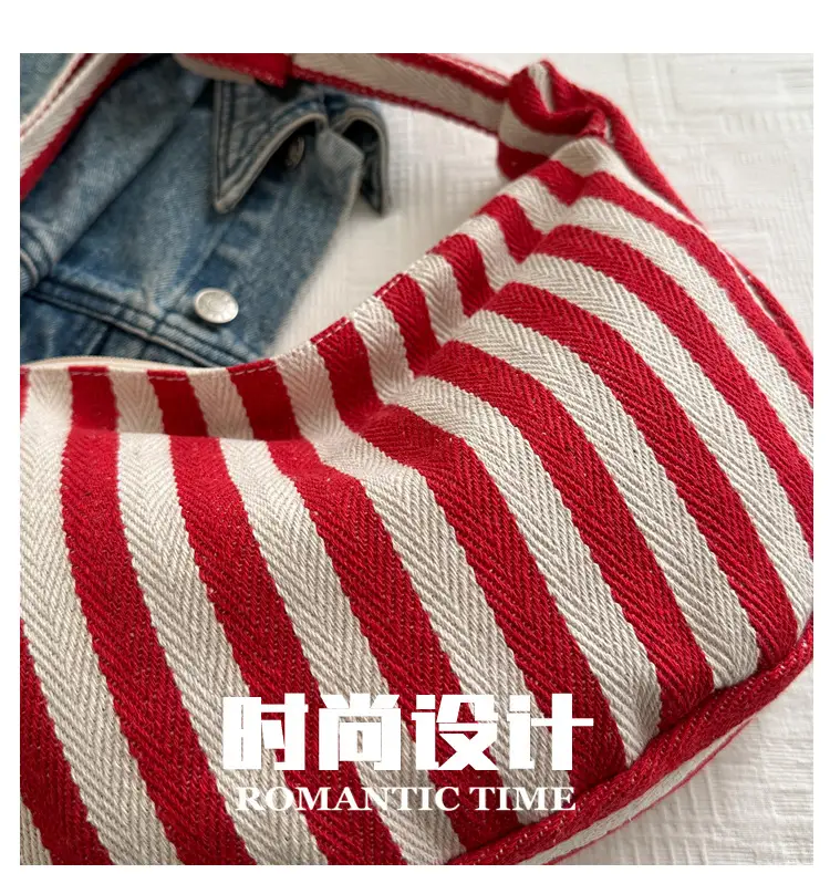 Red White Striped Crossbody Bag for Women — feature 3