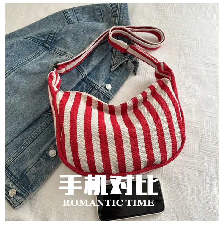 Red White Striped Crossbody Bag for Women — feature 4