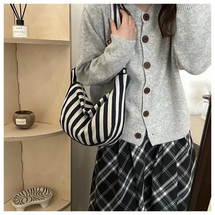 Red White Striped Crossbody Bag for Women — feature 9