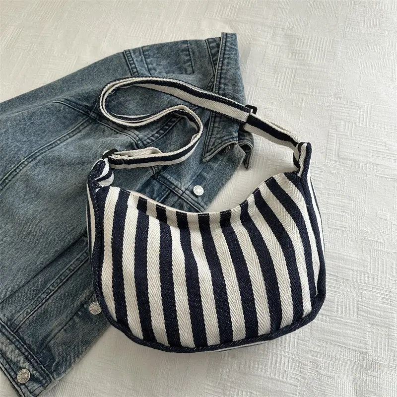 Red White Striped Crossbody Bag for Women - Image 3