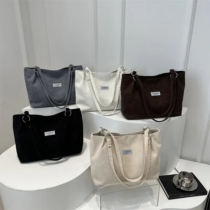 Women's Cross-Border Shoulder Bag Tote 2026 Corduroy - Image 6
