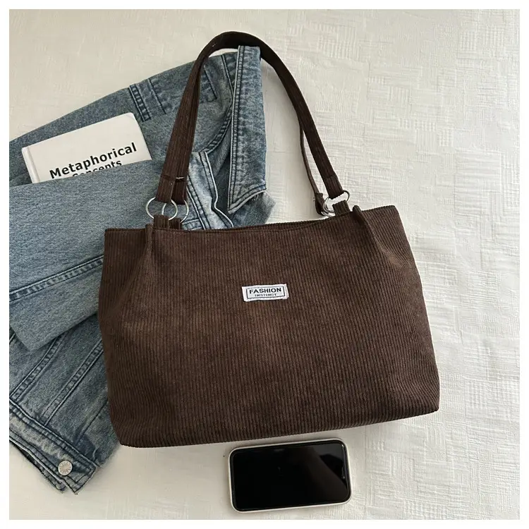Women's Cross-Border Shoulder Bag Tote 2026 Corduroy — feature 13