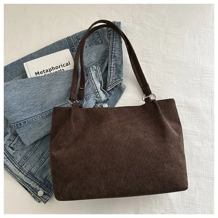 Women's Cross-Border Shoulder Bag Tote 2026 Corduroy — feature 14