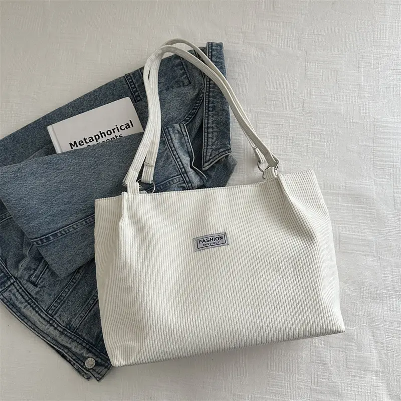 Women's Cross-Border Shoulder Bag Tote 2026 Corduroy - Image 2