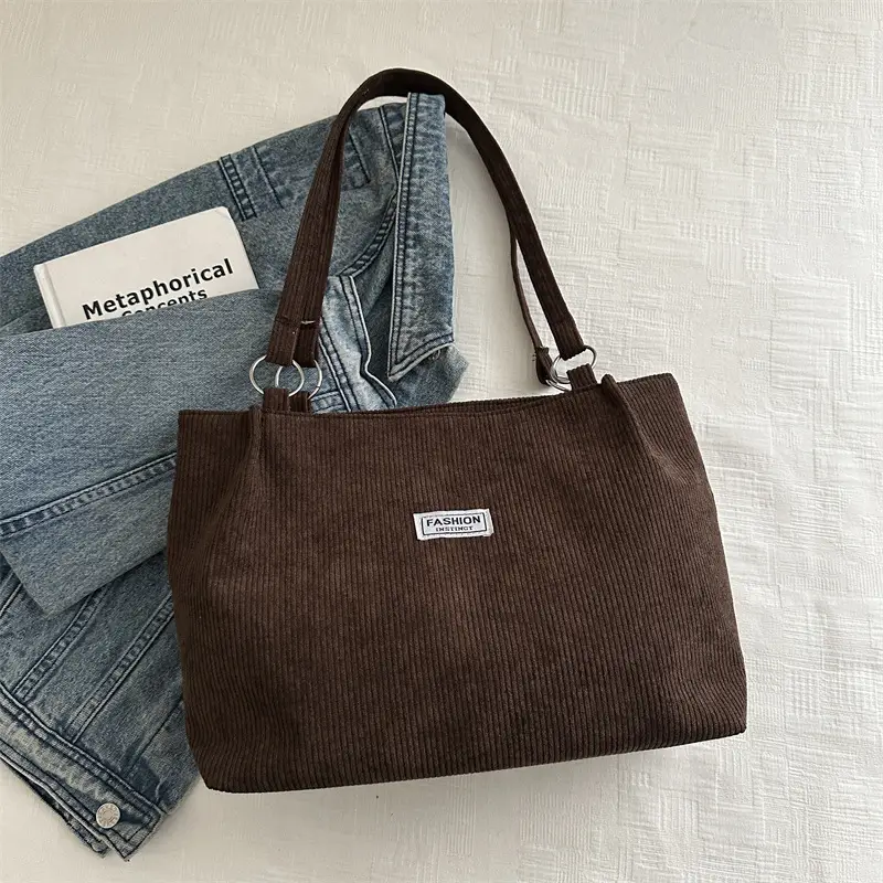 Women's Cross-Border Shoulder Bag Tote 2026 Corduroy - Image 4