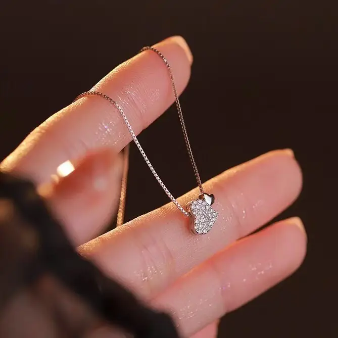 Double Heart Zircon Necklace for Women Light Luxury - Image 5