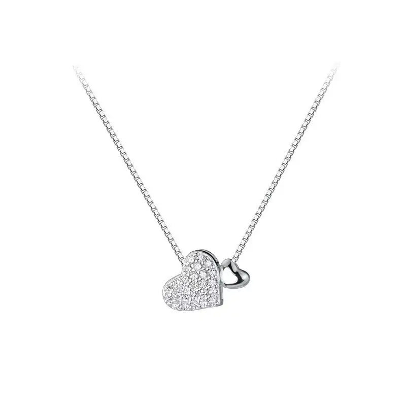 Double Heart Zircon Necklace for Women Light Luxury - Image 2