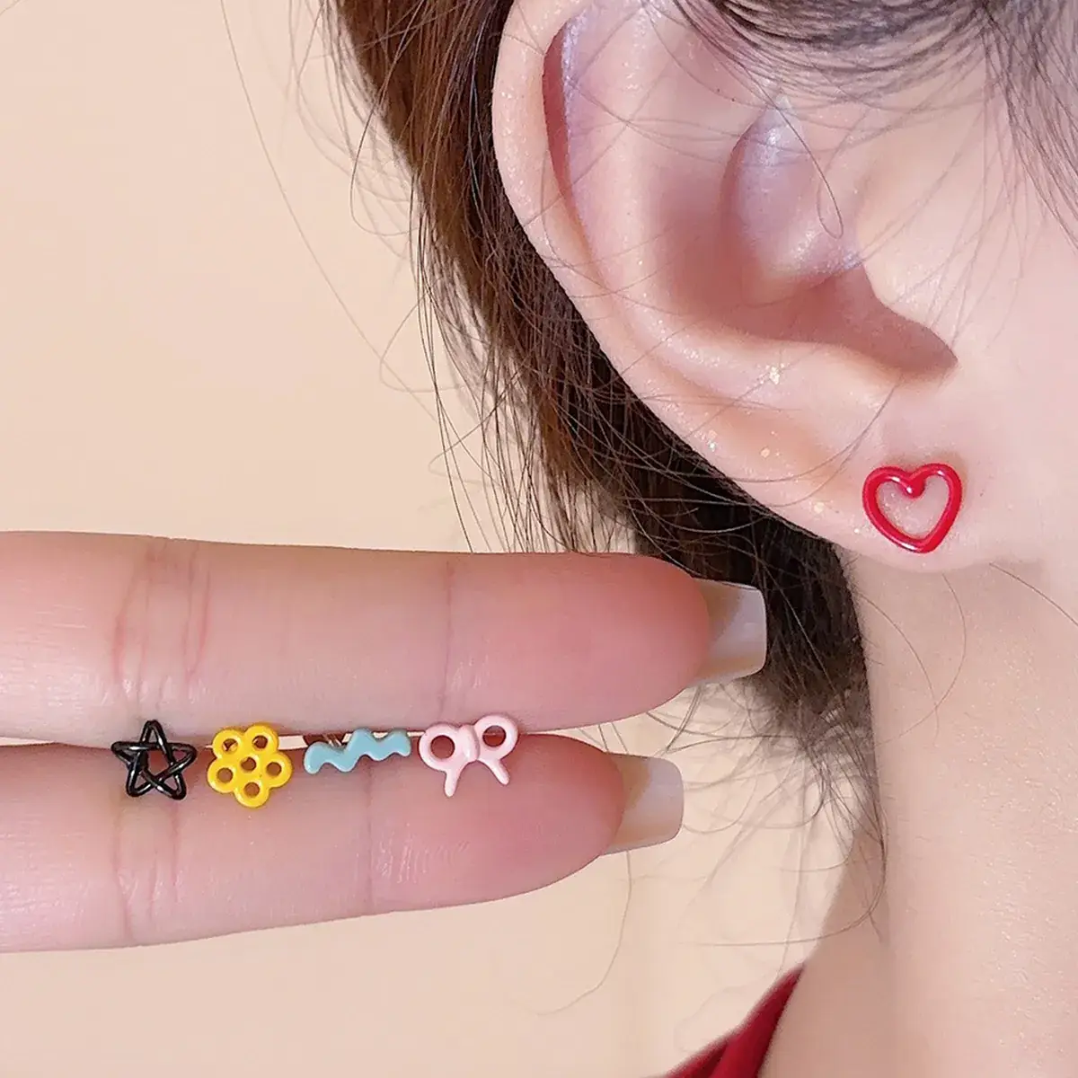 Macaron Color Ear Bone Nail Sweet Cute All-match Earrings 316L Titanium Steel Ear Holes Earrings - Image 7