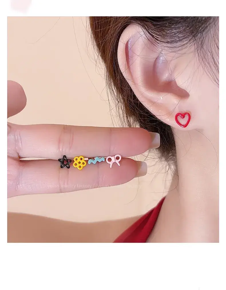 Macaron Color Ear Bone Nail Sweet Cute All-match Earrings 316L Titanium Steel Ear Holes Earrings — feature 2