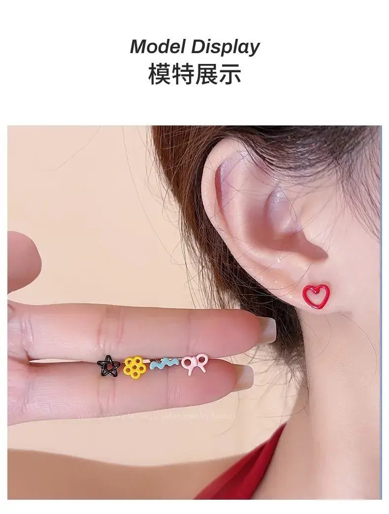 Macaron Color Ear Bone Nail Sweet Cute All-match Earrings 316L Titanium Steel Ear Holes Earrings — feature 5