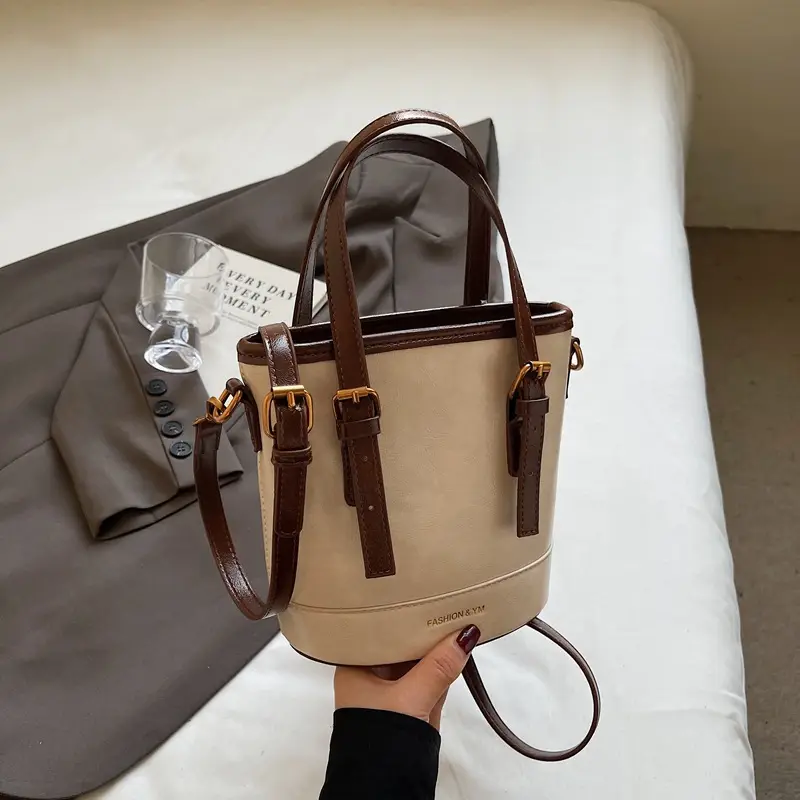 Women's White Leather Shoulder Bag with Pom Pom Charm - Image 2