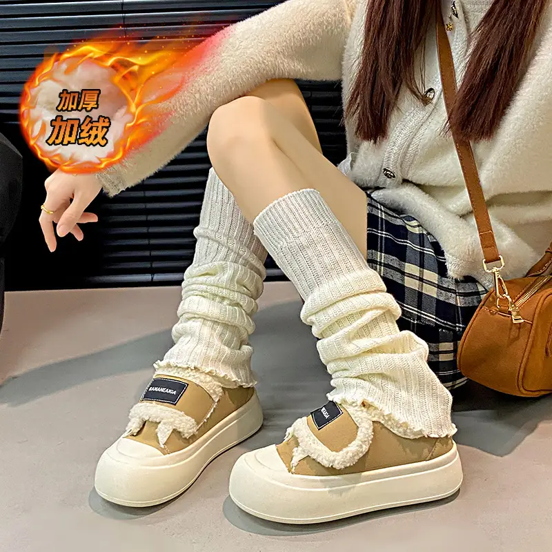 Platform Sole Velcro Cotton Shoes Women's Winter New fleece-lined Thickened Bread Shoes Fashionable Thick Sole Warm Board Shoes for Hair - Image 5