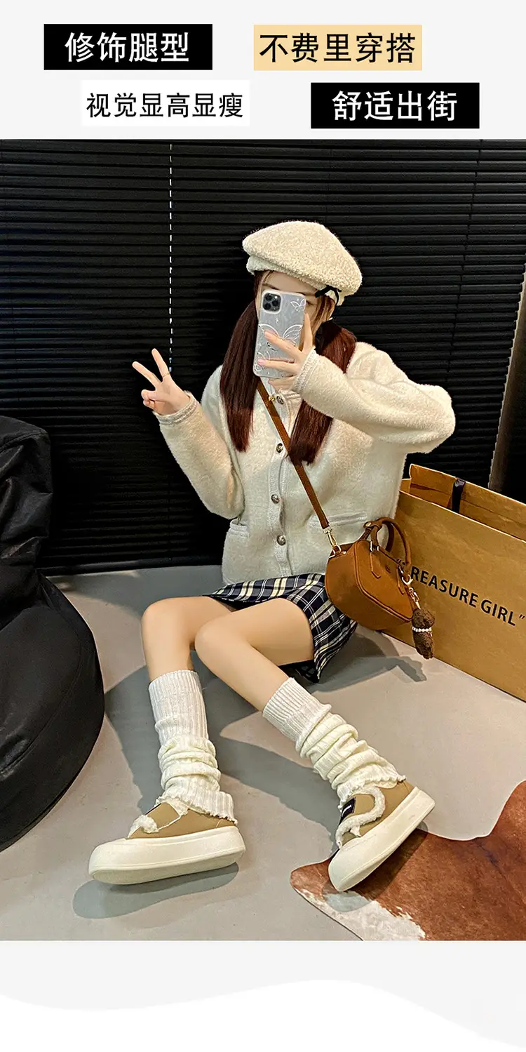 Platform Sole Velcro Cotton Shoes Women's Winter New fleece-lined Thickened Bread Shoes Fashionable Thick Sole Warm Board Shoes for Hair — feature 1