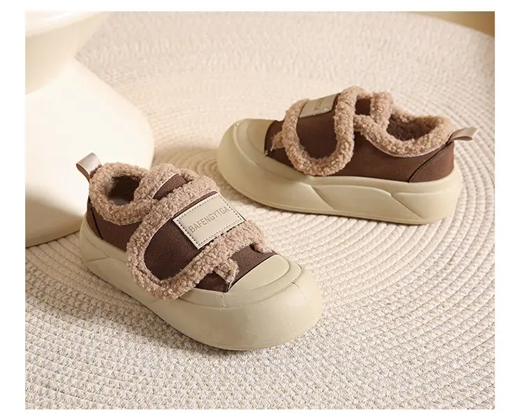 Platform Sole Velcro Cotton Shoes Women's Winter New fleece-lined Thickened Bread Shoes Fashionable Thick Sole Warm Board Shoes for Hair — feature 27
