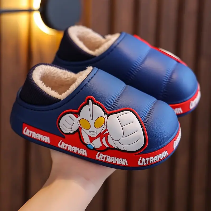 Cute Altman Children's Cotton Slippers Boys 2024 New Winter Indoor Home Exterior Wear Baby Warm Cotton Shoes