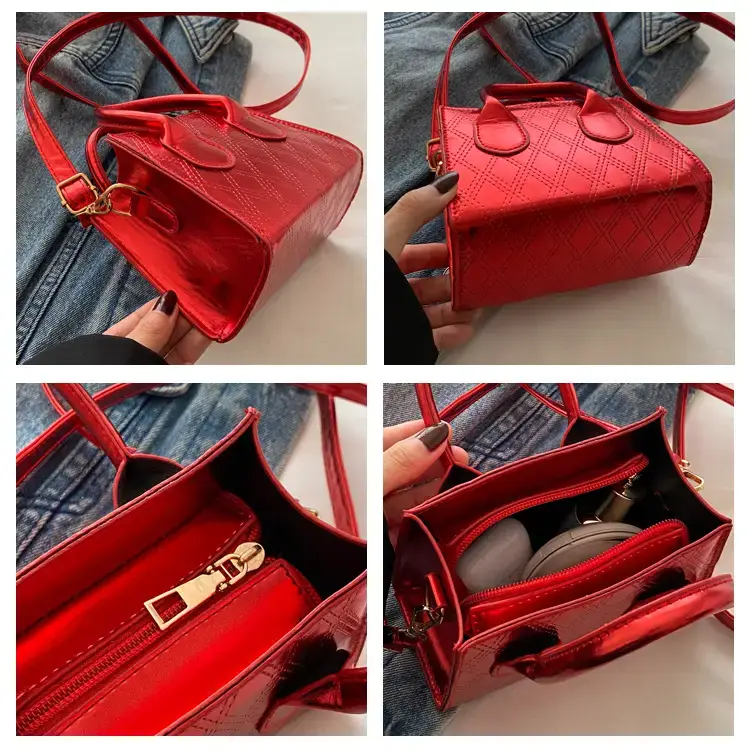 Golden Textured Rhombic Crossbody Bag 2024 — feature 9