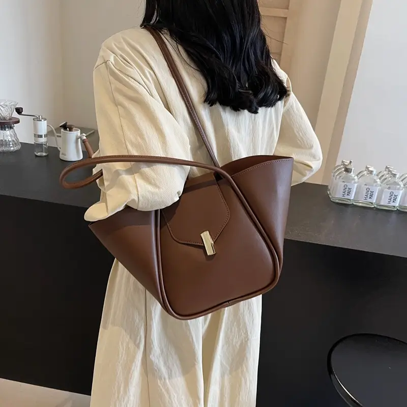 Women's Brown Leather Satchel Shoulder Bag 2025 - Image 2