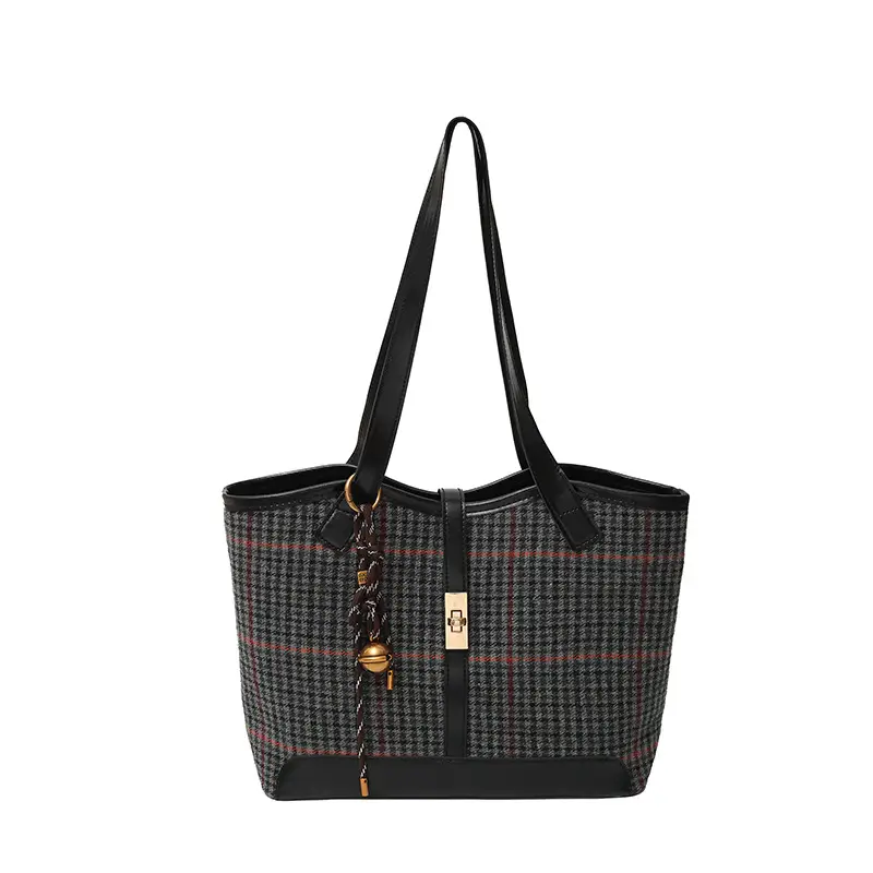 Vintage Houndstooth Shoulder Tote Bag Women 2024 - Image 11