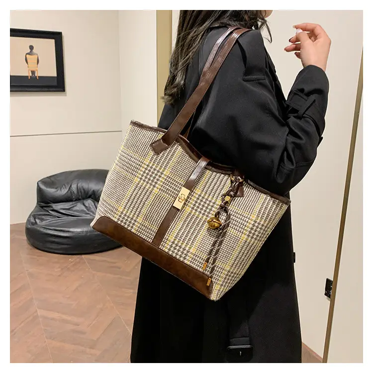 Vintage Houndstooth Shoulder Tote Bag Women 2024 — feature 16