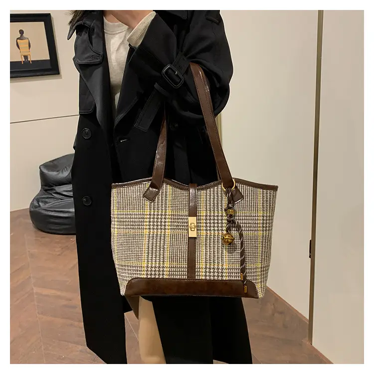 Vintage Houndstooth Shoulder Tote Bag Women 2024 — feature 17