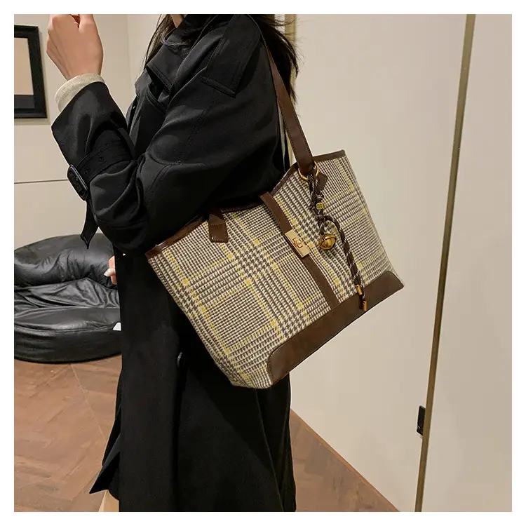 Vintage Houndstooth Shoulder Tote Bag Women 2024 — feature 18