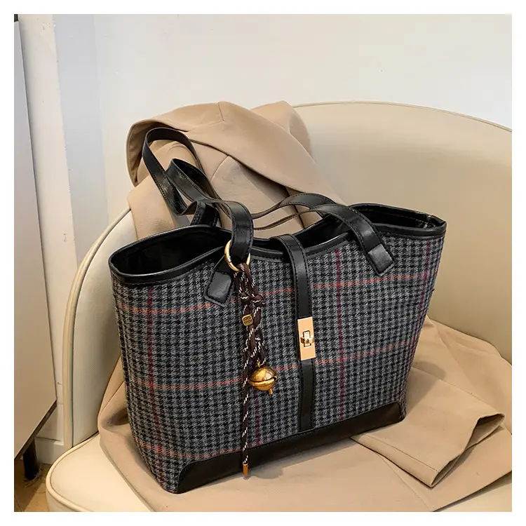 Vintage Houndstooth Shoulder Tote Bag Women 2024 — feature 19