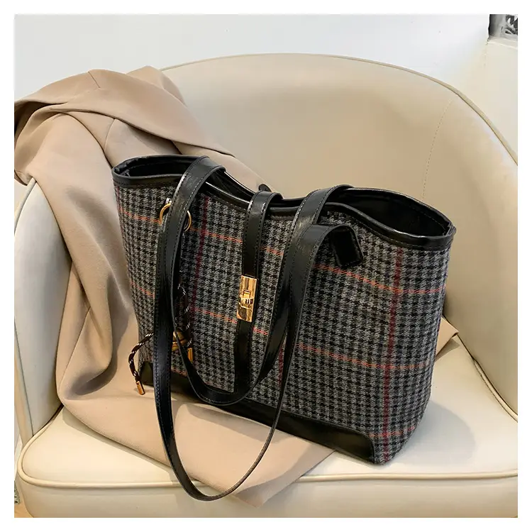 Vintage Houndstooth Shoulder Tote Bag Women 2024 — feature 20