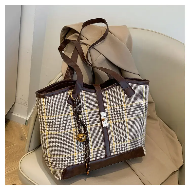 Vintage Houndstooth Shoulder Tote Bag Women 2024 — feature 21