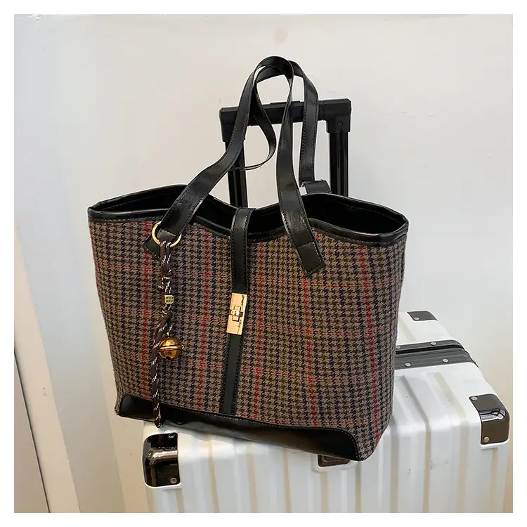 Vintage Houndstooth Shoulder Tote Bag Women 2024 — feature 24
