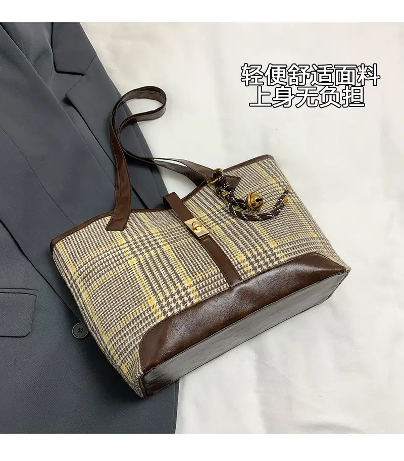 Vintage Houndstooth Shoulder Tote Bag Women 2024 — feature 3