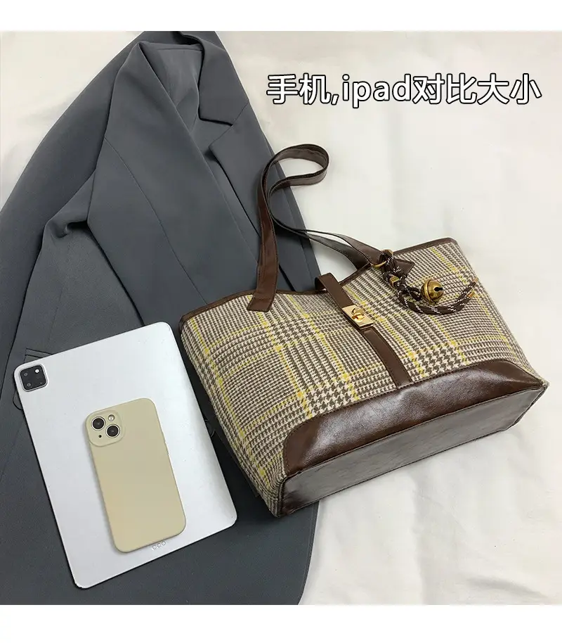 Vintage Houndstooth Shoulder Tote Bag Women 2024 — feature 4