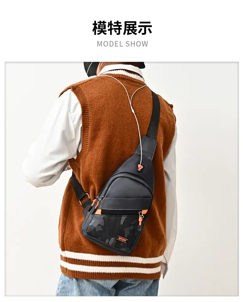 Men's Black Oxford Cloth Shoulder Bag College Student Portable — feature 13