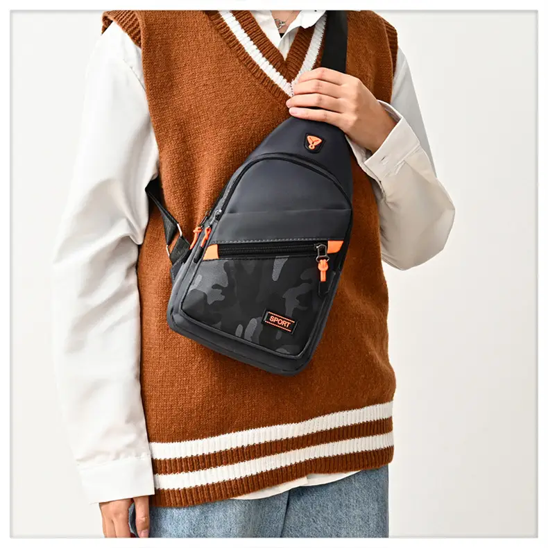Men's Black Oxford Cloth Shoulder Bag College Student Portable — feature 14