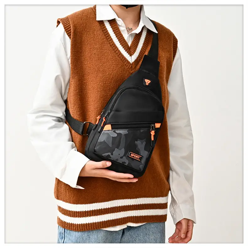 Men's Black Oxford Cloth Shoulder Bag College Student Portable — feature 20