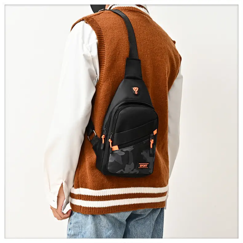 Men's Black Oxford Cloth Shoulder Bag College Student Portable — feature 22
