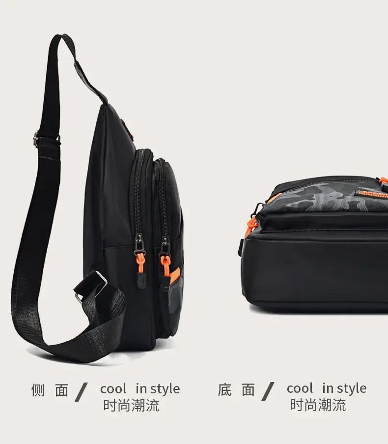 Men's Black Oxford Cloth Shoulder Bag College Student Portable — feature 25