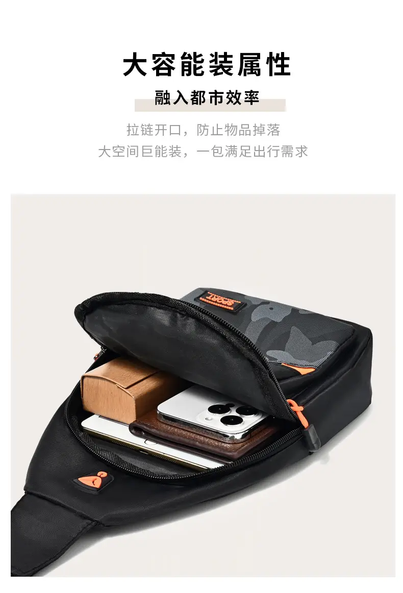 Men's Black Oxford Cloth Shoulder Bag College Student Portable — feature 8