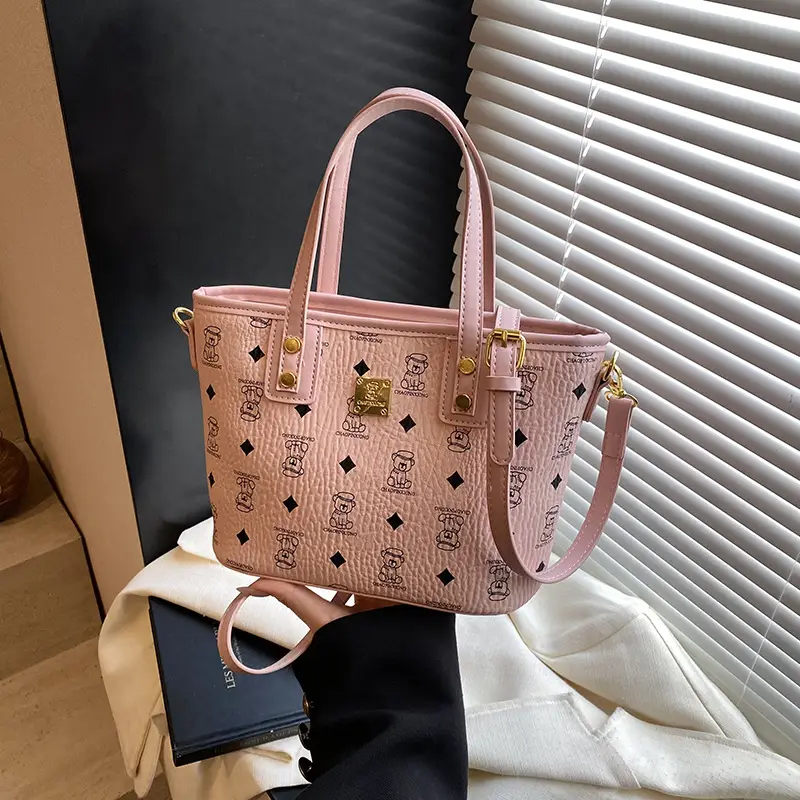 Brown Croc-Textured Women's Bucket Bag with Chain Strap - Image 9