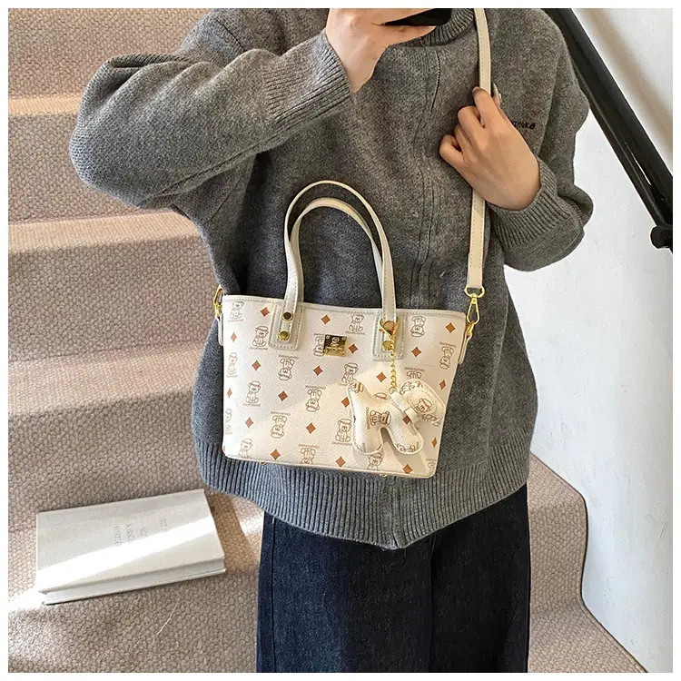 Brown Croc-Textured Women's Bucket Bag with Chain Strap — feature 21