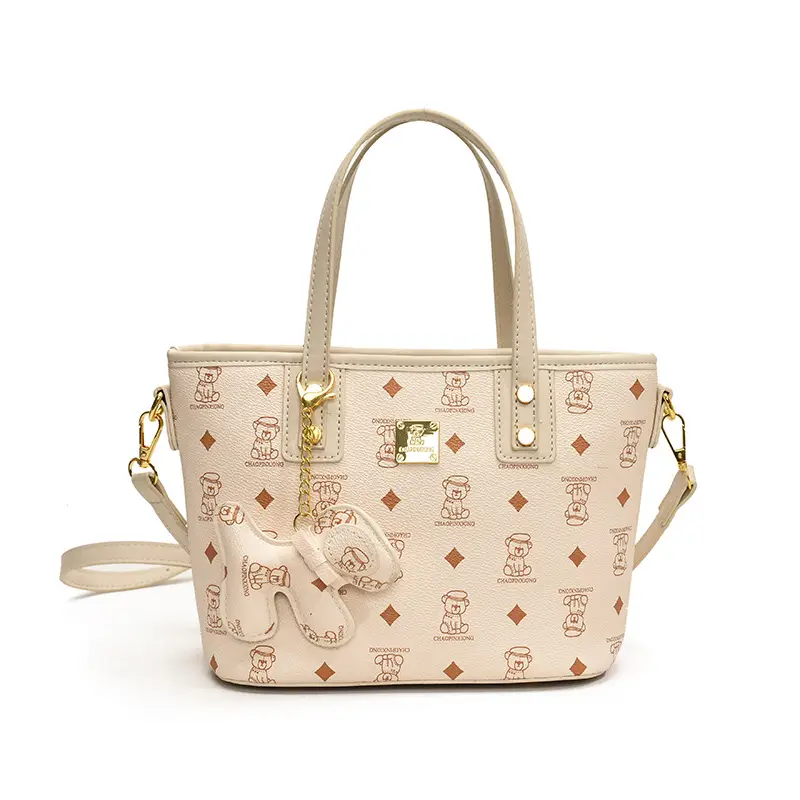 Brown Croc-Textured Women's Bucket Bag with Chain Strap - Image 2
