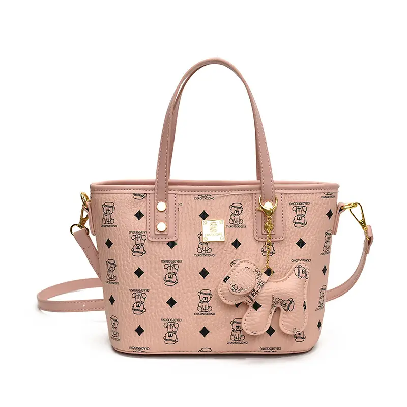 Brown Croc-Textured Women's Bucket Bag with Chain Strap - Image 4