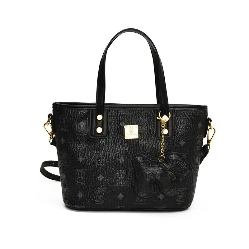 Brown Croc-Textured Women's Bucket Bag with Chain Strap - Image 5