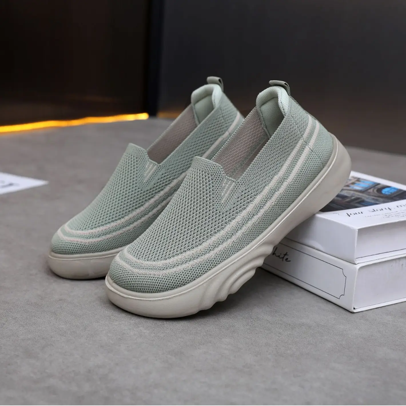 Women Casual Slip-On Shoes Black White Lightweight Comfortable Walking - Image 8