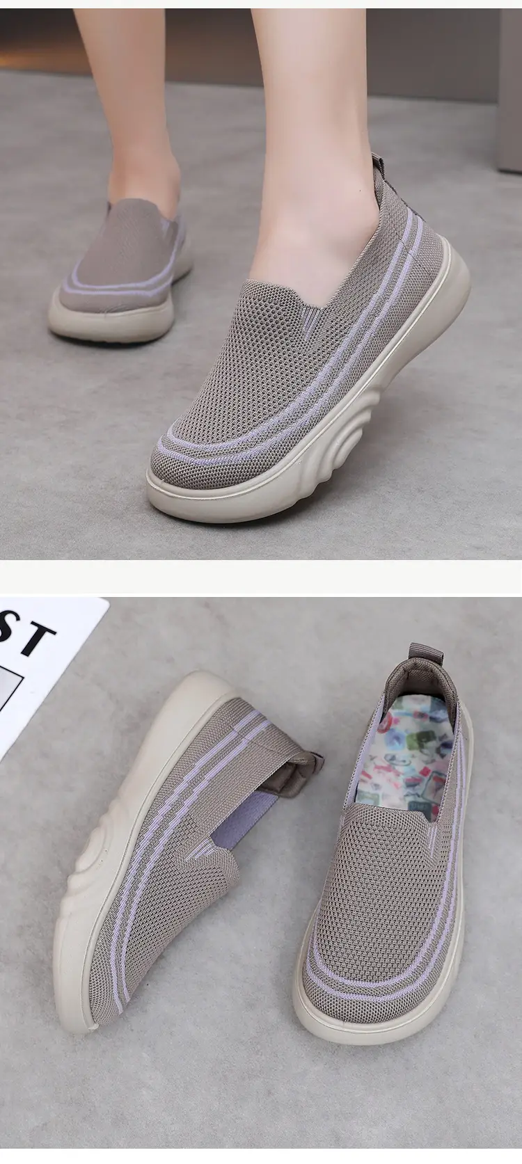 Women Casual Slip-On Shoes Black White Lightweight Comfortable Walking — feature 19